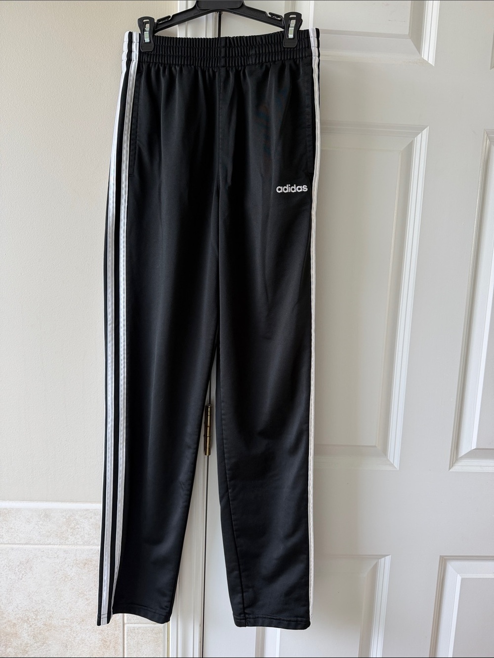adidas Black Jogger Pants with White Side Stripes